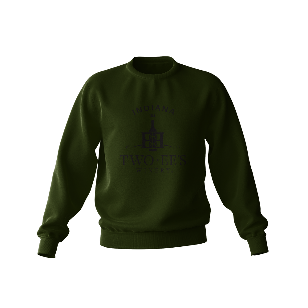 Army Green Black Text Crewneck