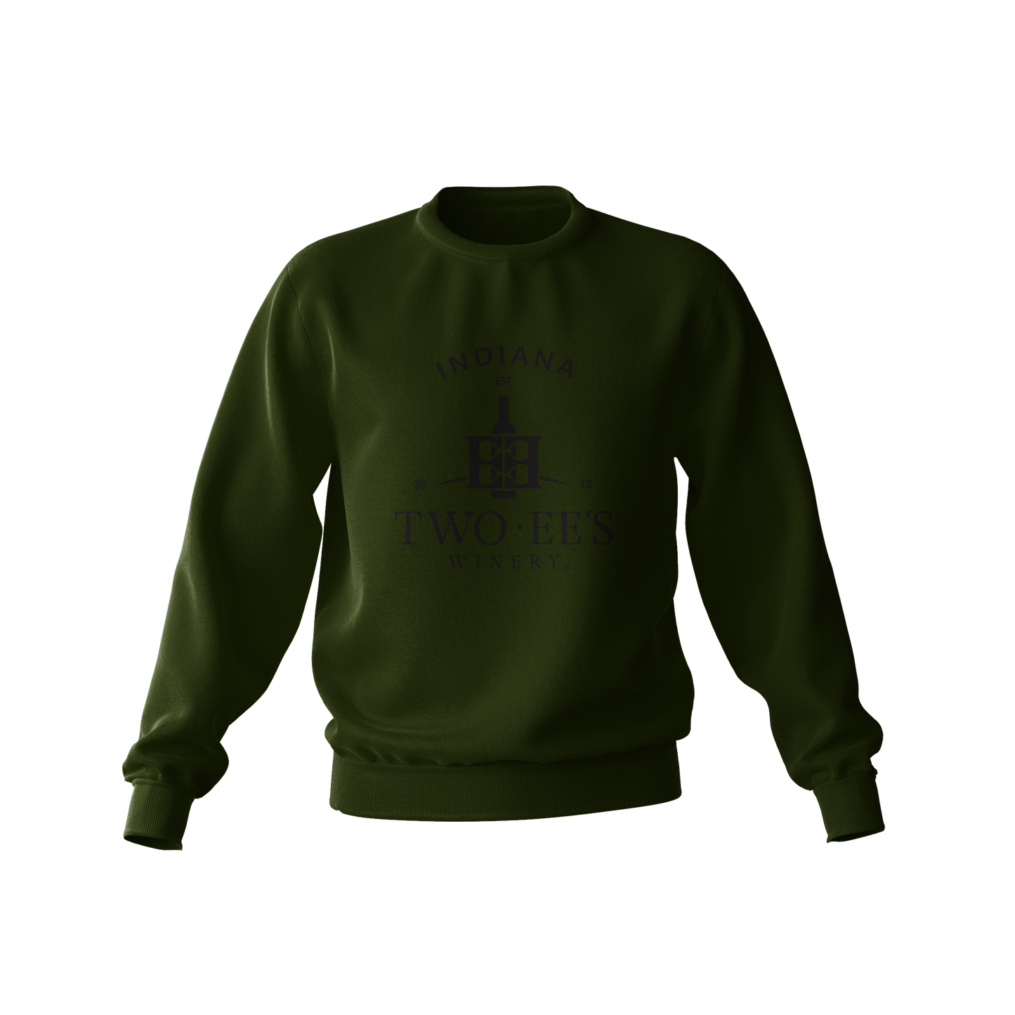 Army Green Black Text Crewneck