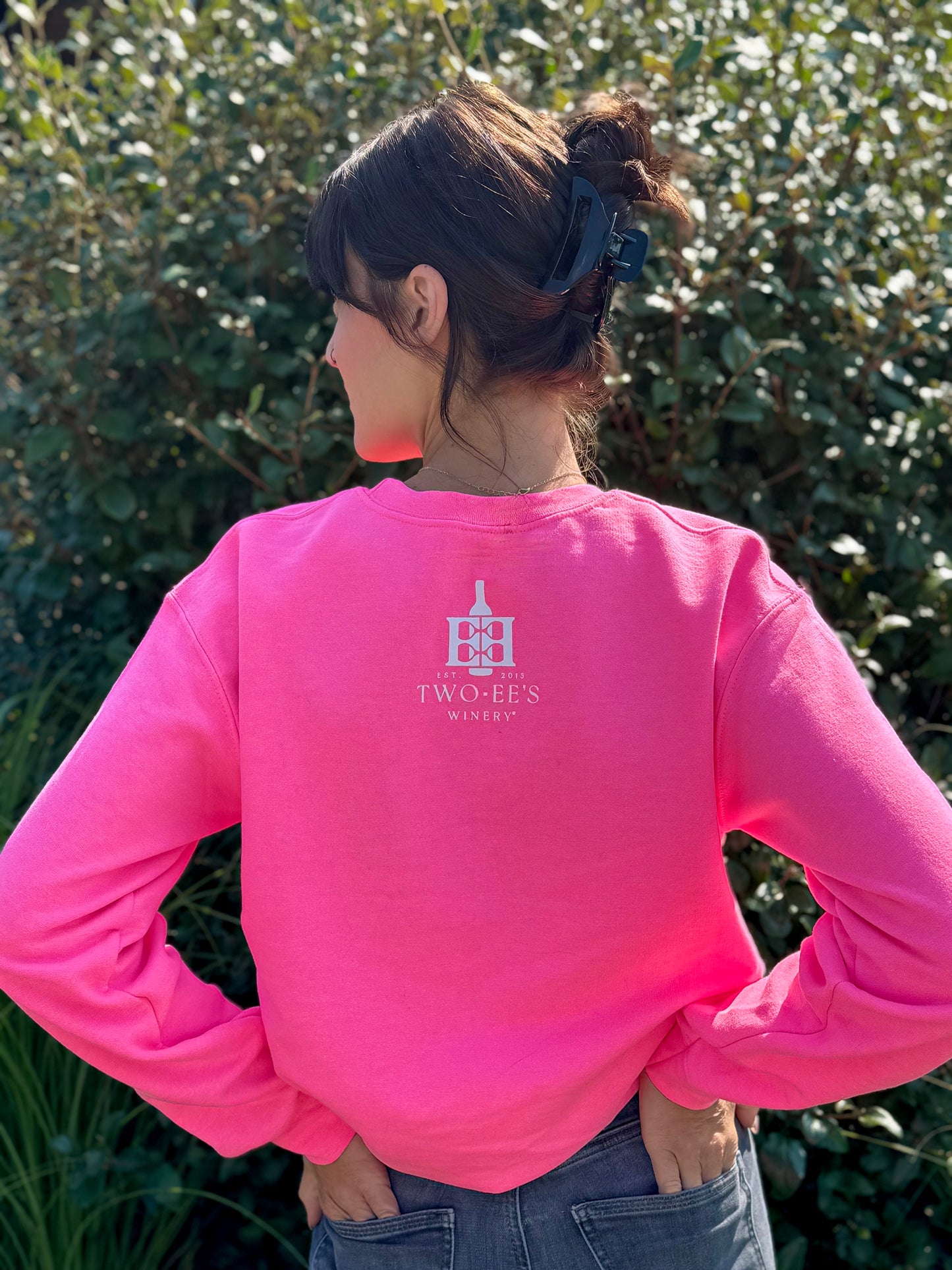 Neon Pink Wine Girl Crewneck Sweatshirt