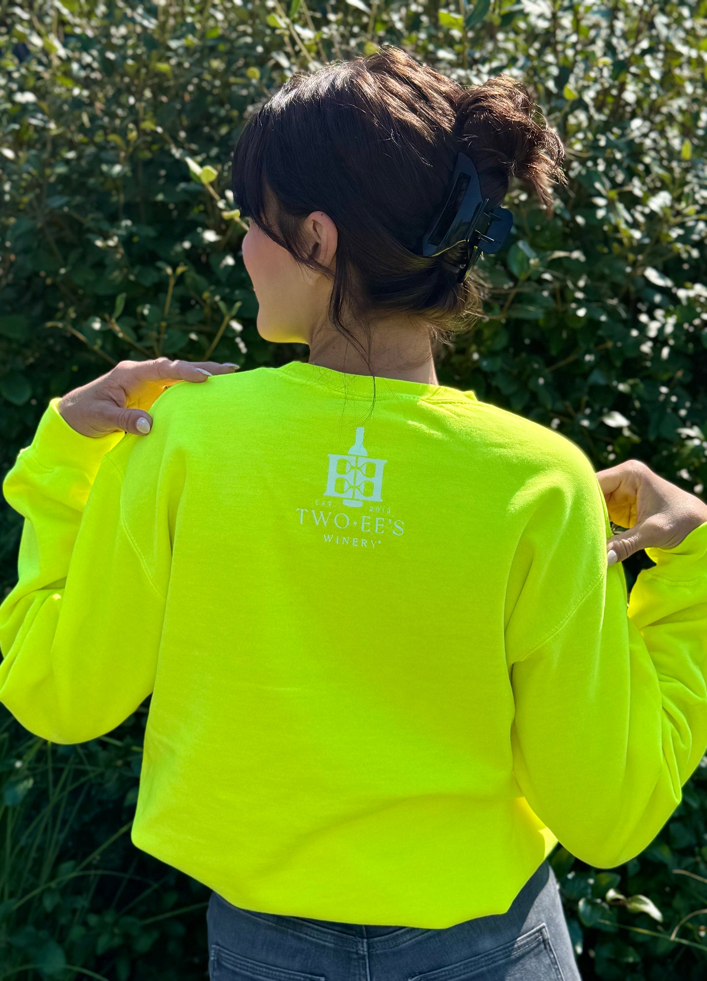 Neon Yellow Wine Girl Crewneck Sweatshirt