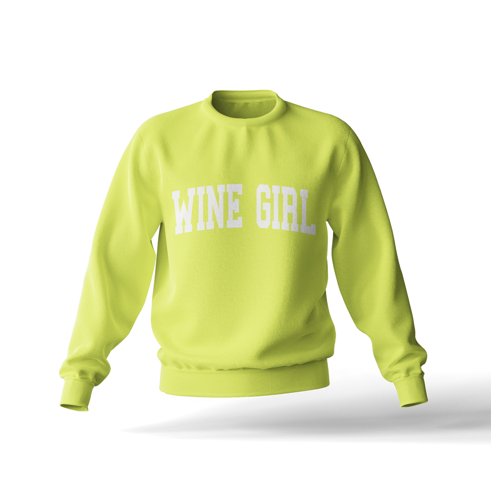 Neon Yellow Wine Girl Crewneck Sweatshirt
