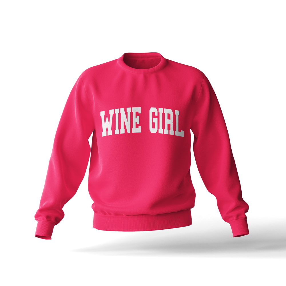 Neon Pink Wine Girl Crewneck Sweatshirt