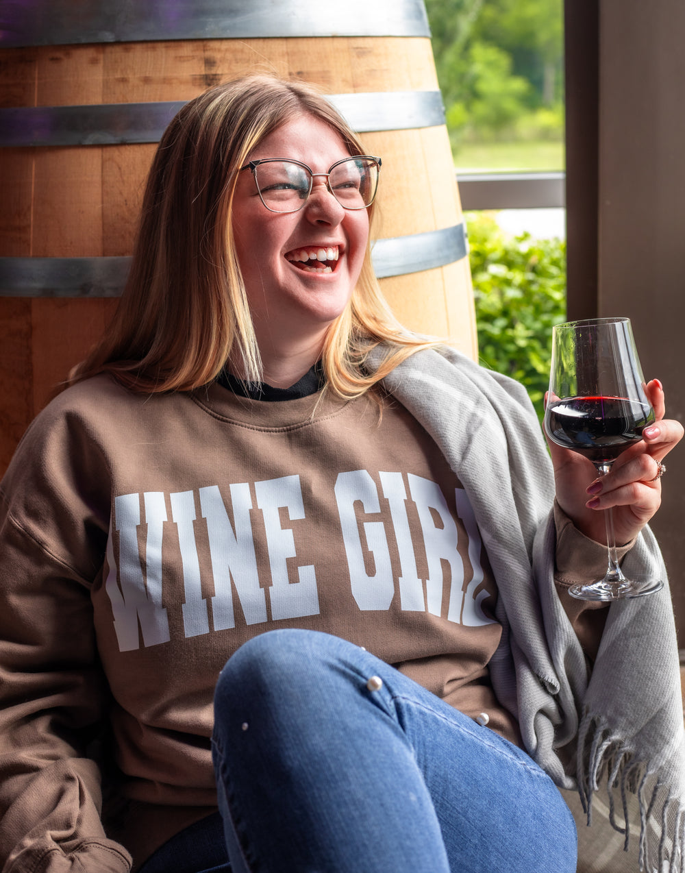 Wine Girl Sweatshirt - Brown Savana