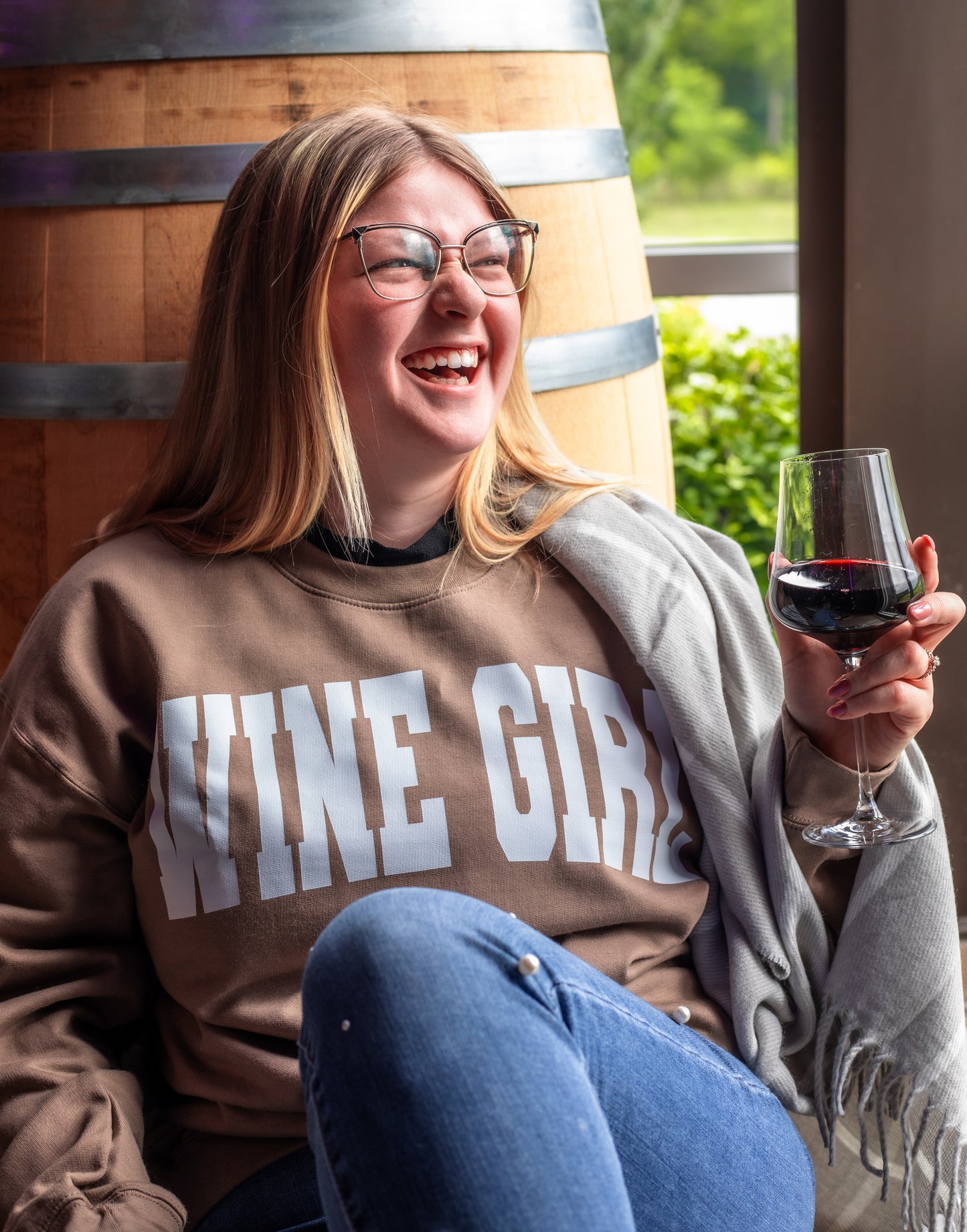 Wine Girl Sweatshirt - Brown Savana