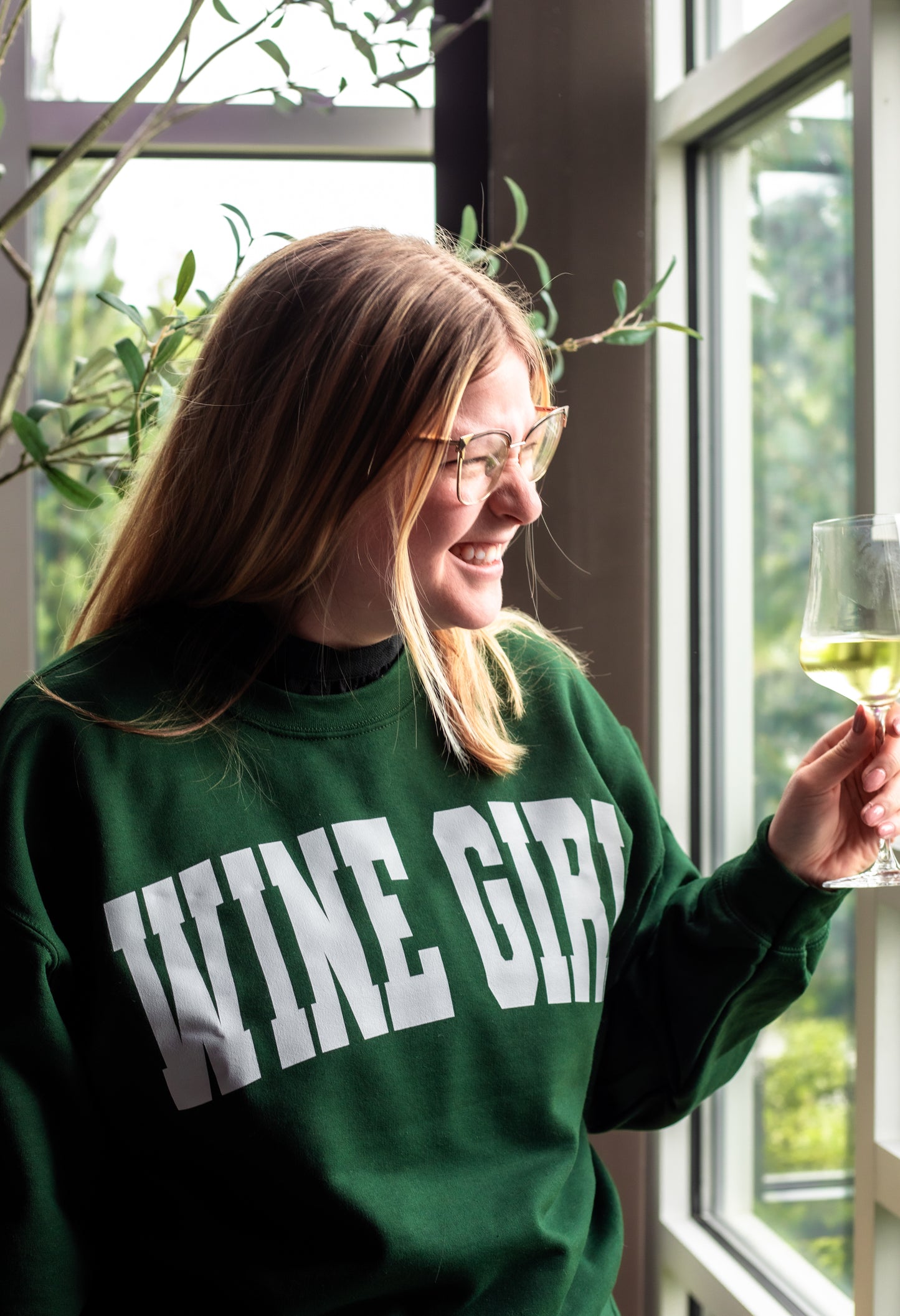 Wine Girl Sweatshirt - Forest Green